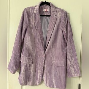 BUDDY LOVE HEFF CRUSHED VELVET BLAZER - LAVENDER size Large